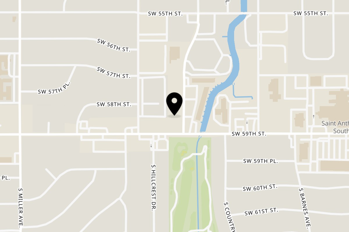 Map showing the location of Bella´s Kitchen Home Country Cooking on 2401 SW 59th St in Oklahoma City